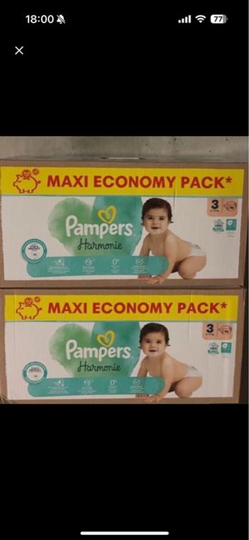 2 cartons Pampers harmonie taille 3