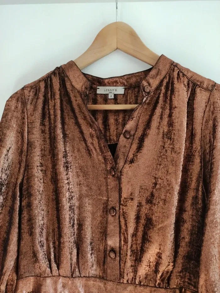 Robe Lenny B Paris - T.2 - cuivré métallisée - très bon état - photo numéro 4
