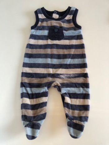 Salopette bébé rayé bleu & beige 3M