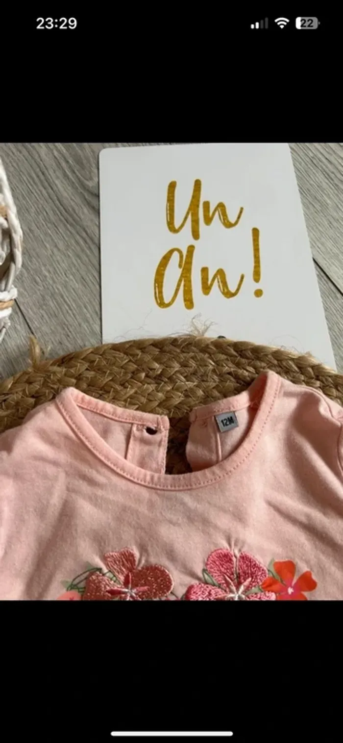 Tes shirt rose 12 mois - photo numéro 2