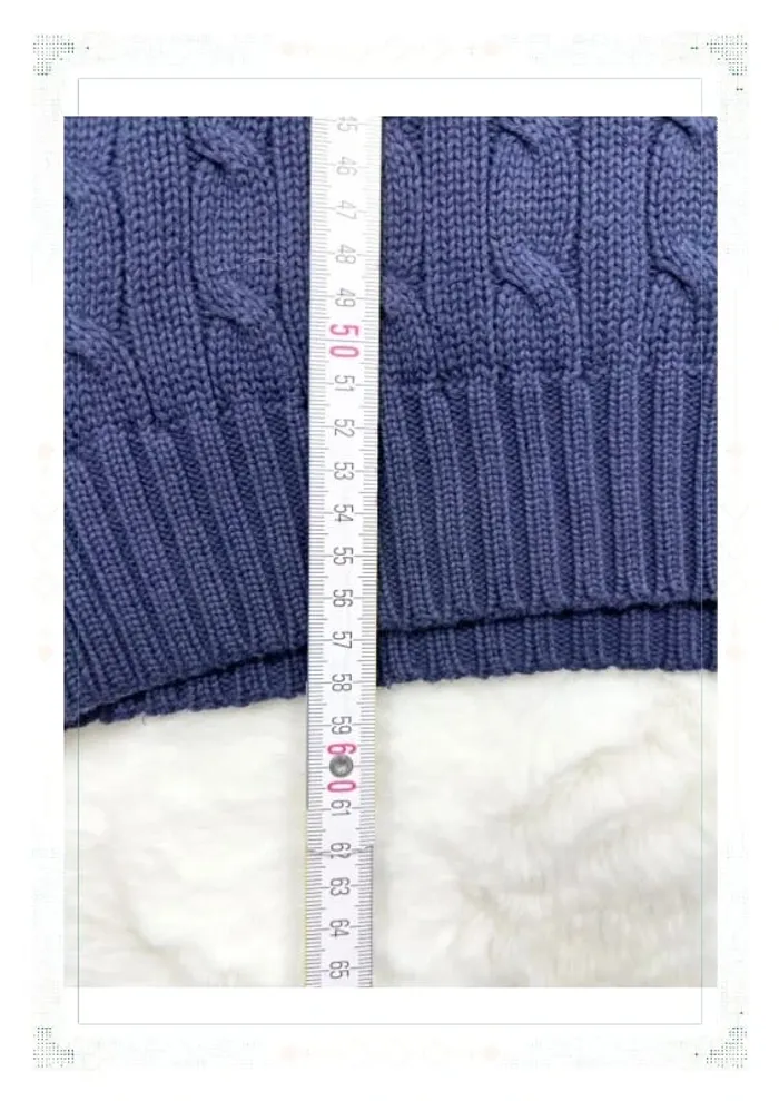 Ralph Lauren pull femme coton torsadé bleu marine col rond taille L - photo numéro 9