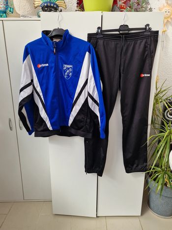 Ensemble Survetement Jogging Football Veterans Erima Bleu Noir
