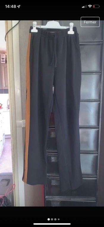 Pantalon femme avec bordure marron