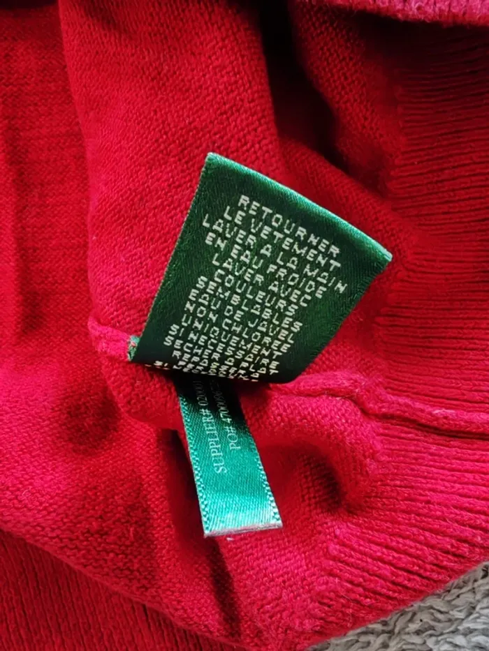 Pull Lauren Ralph Lauren col bateau rouge – taille M FR 38/40 – détail sangle cuir - photo numéro 4