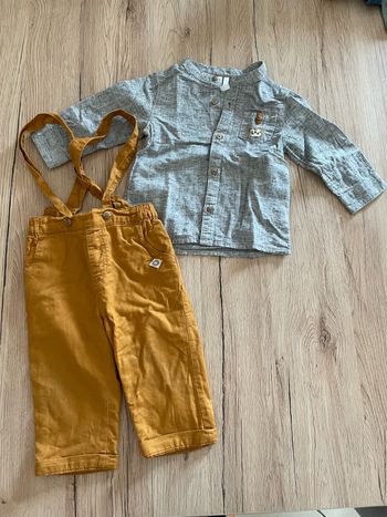 Ensemble chemise et pantalon à bretelles
