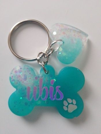 Médaille chien os et cœur