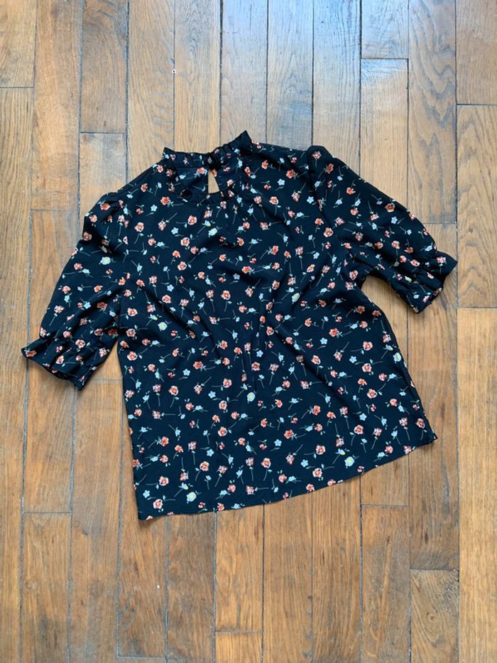 Blouse noire fleuris shein taille m 38 - photo numéro 4