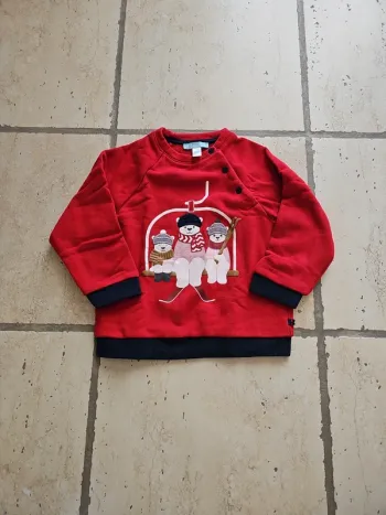 Sweat ours polaire rouge - Obaïbi - 23 mois/86 cm