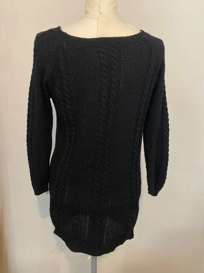Robe pull long noir en maille torsadée – Taille M - photo numéro 2