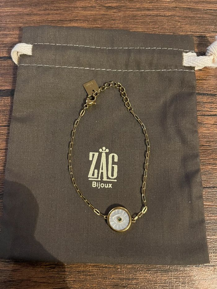 Bracelet Zag doré œil nacré - photo numéro 2