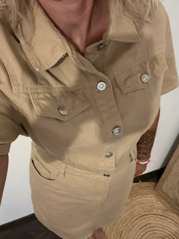 Robe en jean beige