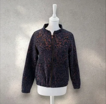 Blouson teddy zippé à motifs violet et doré taille S