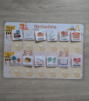 Tableau de routine enfant matin et soir engin de chantier
