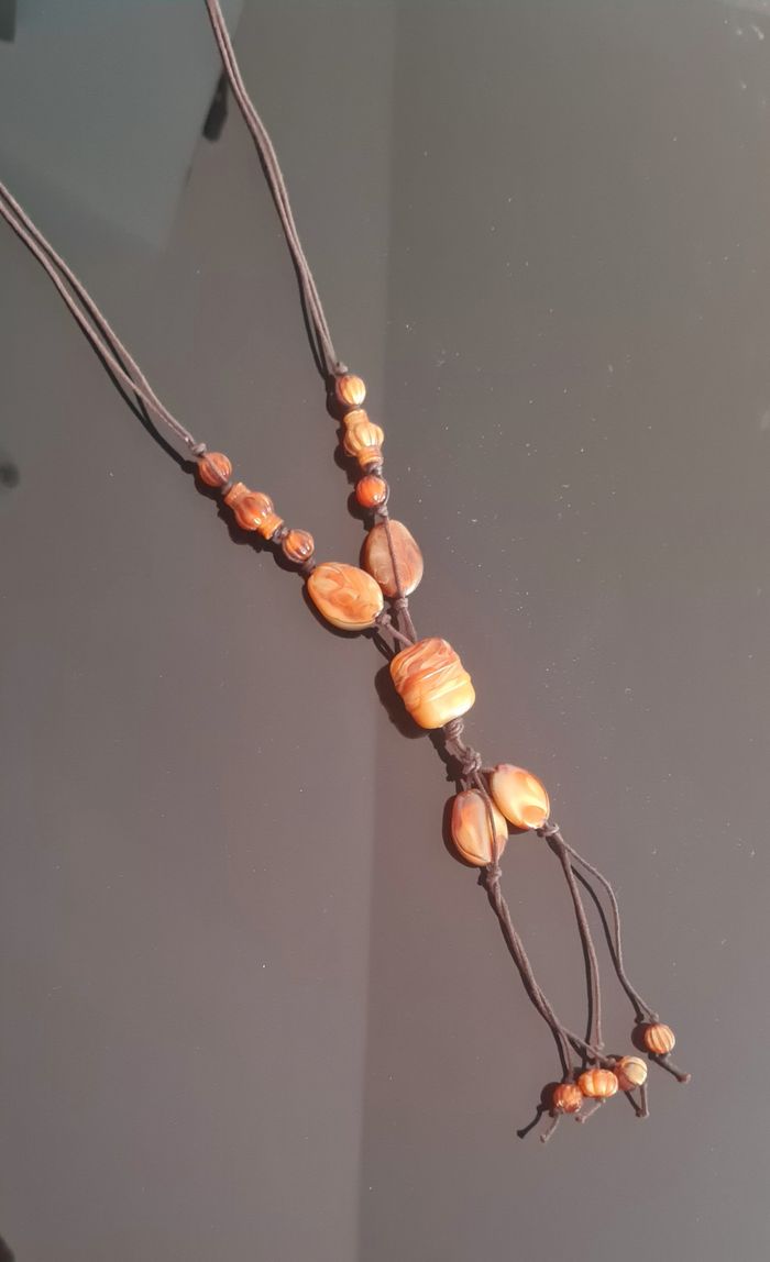 Collier bohème ambre – pendentif artisanal, style ethnique - photo numéro 3