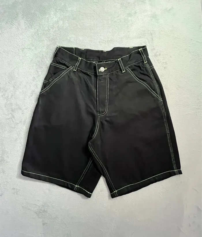 Short/Jort Stussy Black Embroidered Green Lime Big Logo Back – Taille M - photo numéro 5