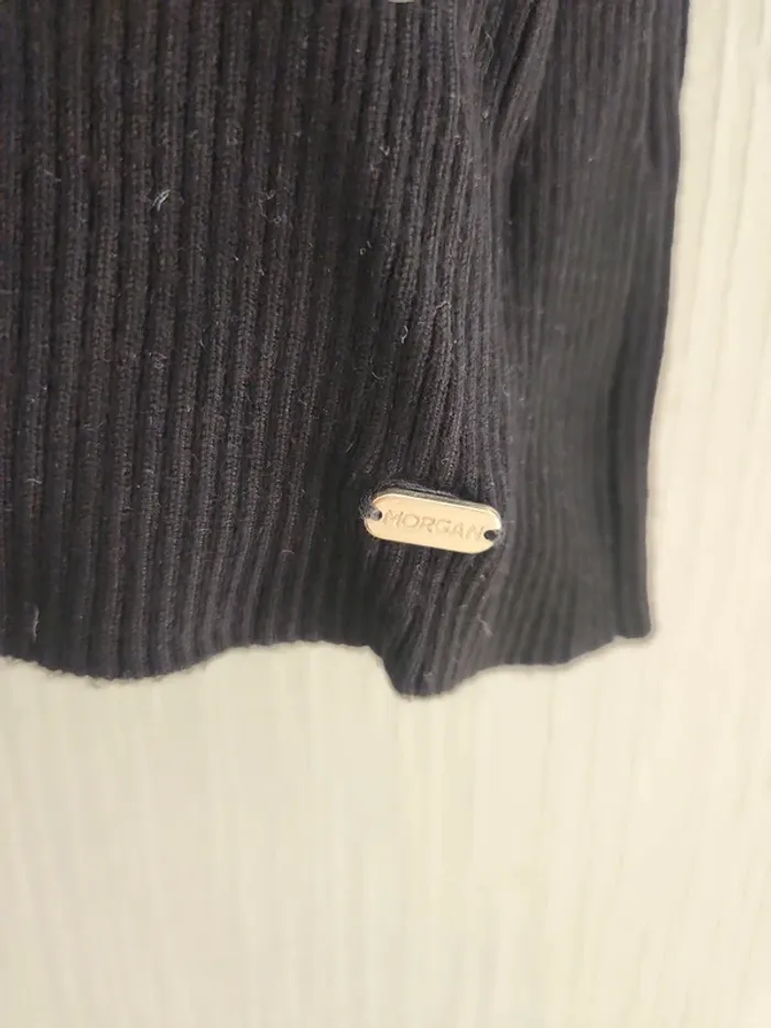 Pull mi saison Morgan S noir dos voile zébré manches 3/4 - photo numéro 7