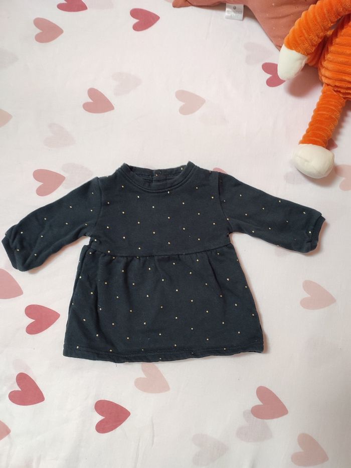 Robe bébé fille - Noir à pois pailletés - 3 mois - Bon état - Kiabi