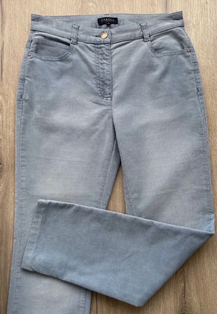 Pantalon Caroll velours côtelé taille 36 bleu ciel - photo numéro 4