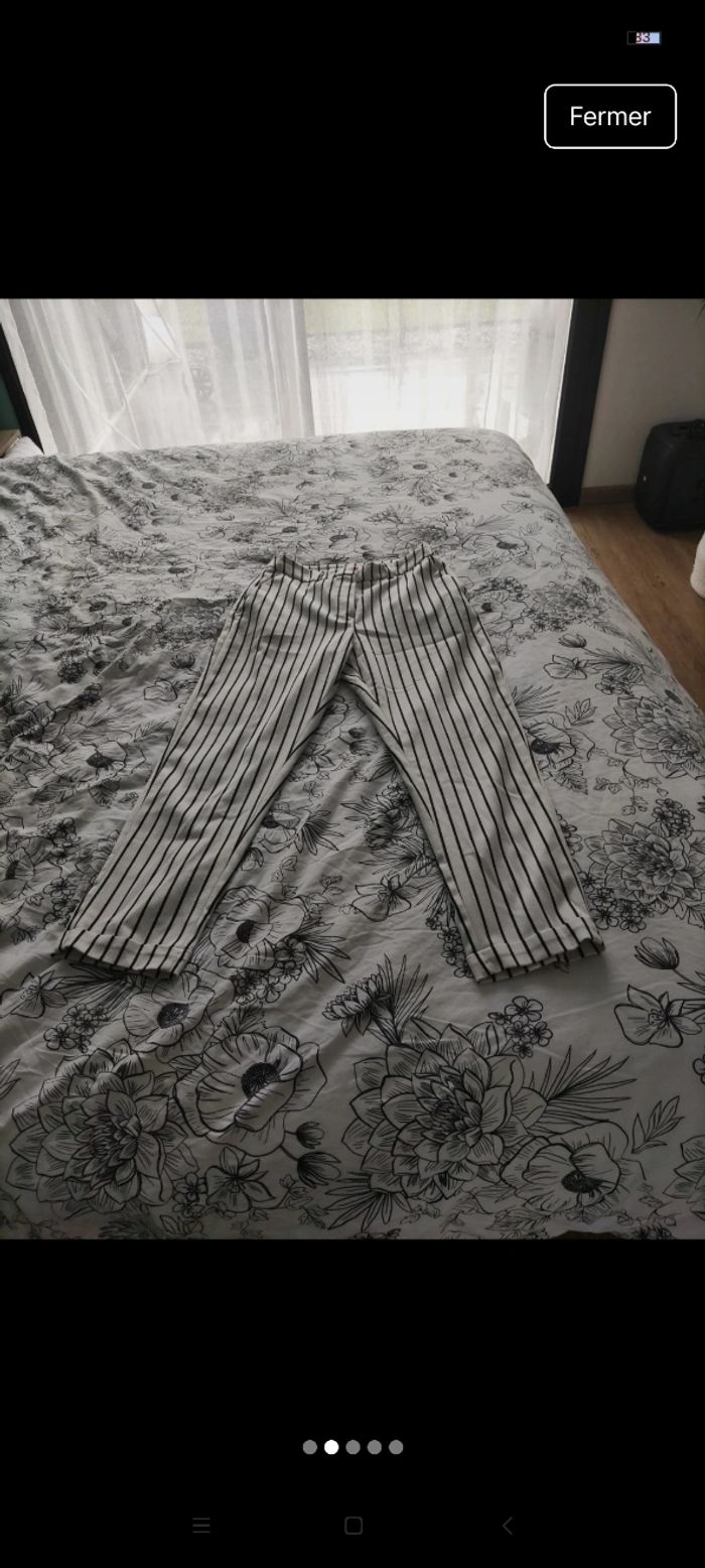 Pantalon rayé camaïeu taille haute 36. - photo numéro 2