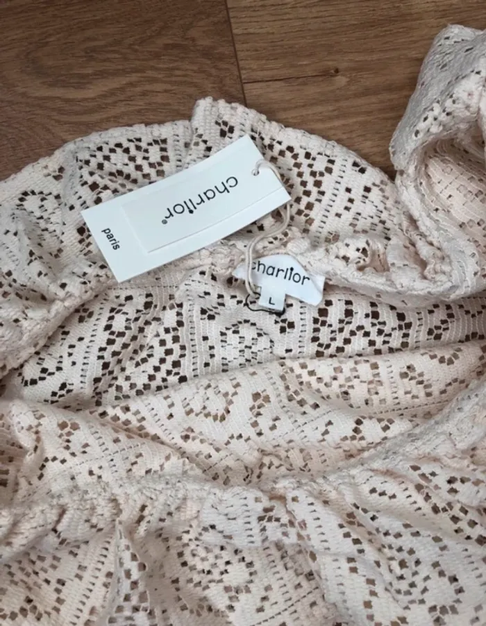 Haut top épaule dénudée beige coton été tendance - photo numéro 6
