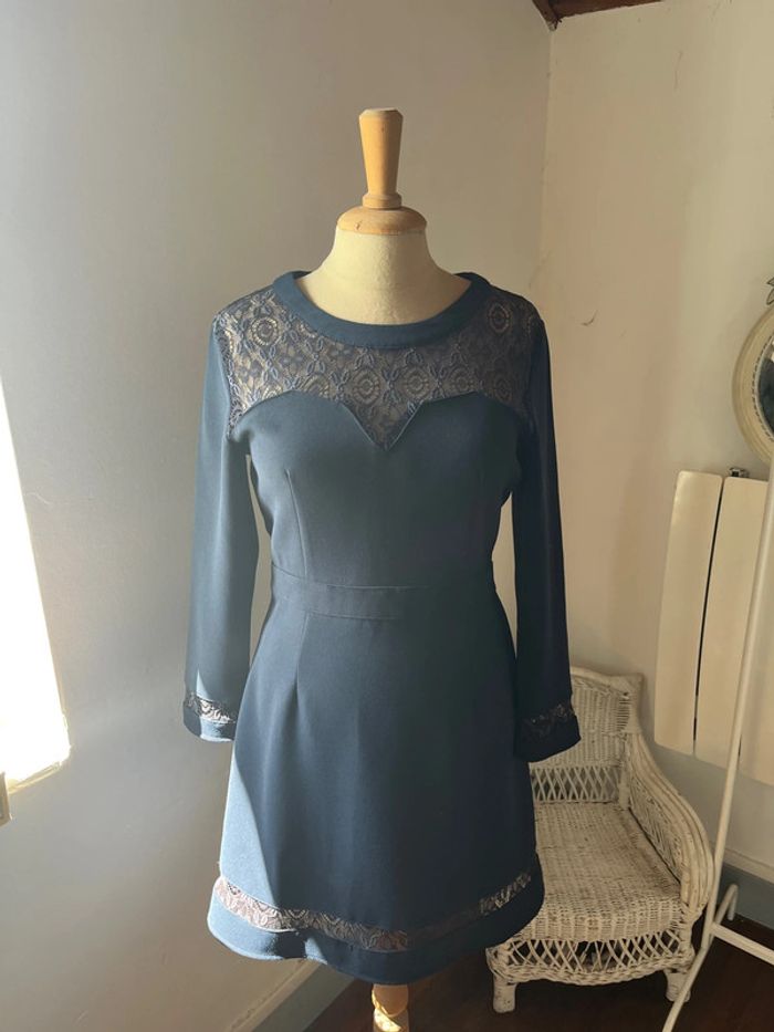 Robe chic bleue et dentelle La P’tite Étoile - taille 1