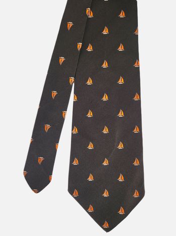 Cravate Edsor Kronen Vintage - 100% Soie - Motif Bateaux