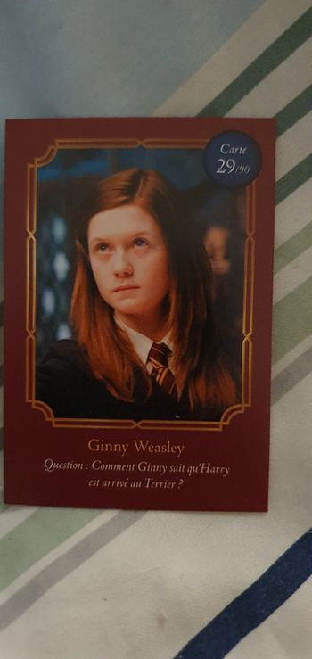 Cartes Harry Potter Auchan
Ginny Weasley n° 29/90