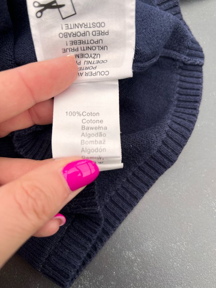 Cardigan bleu marine en coton - photo numéro 4