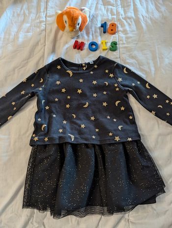 Robe manches longues lune et étoiles - 18 mois
