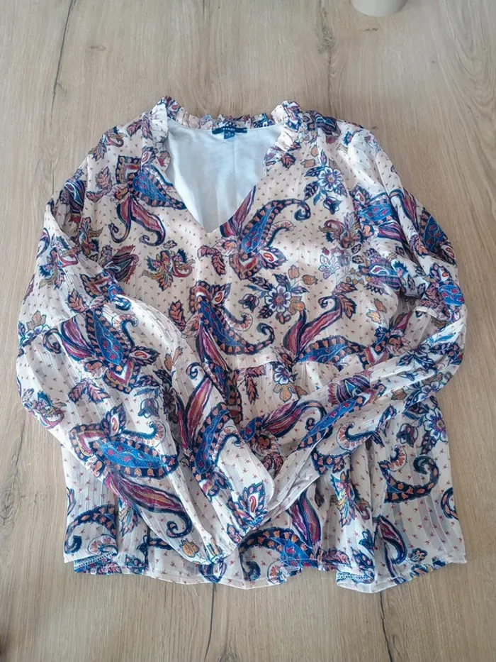 Blouse XL imprimé cachemire plissée - photo numéro 3