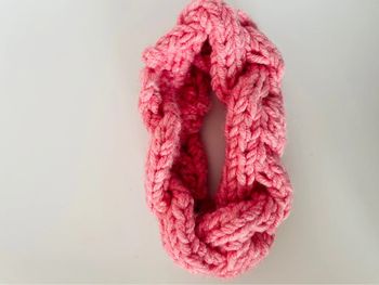 Bandeau fait main laine rose bébé fille