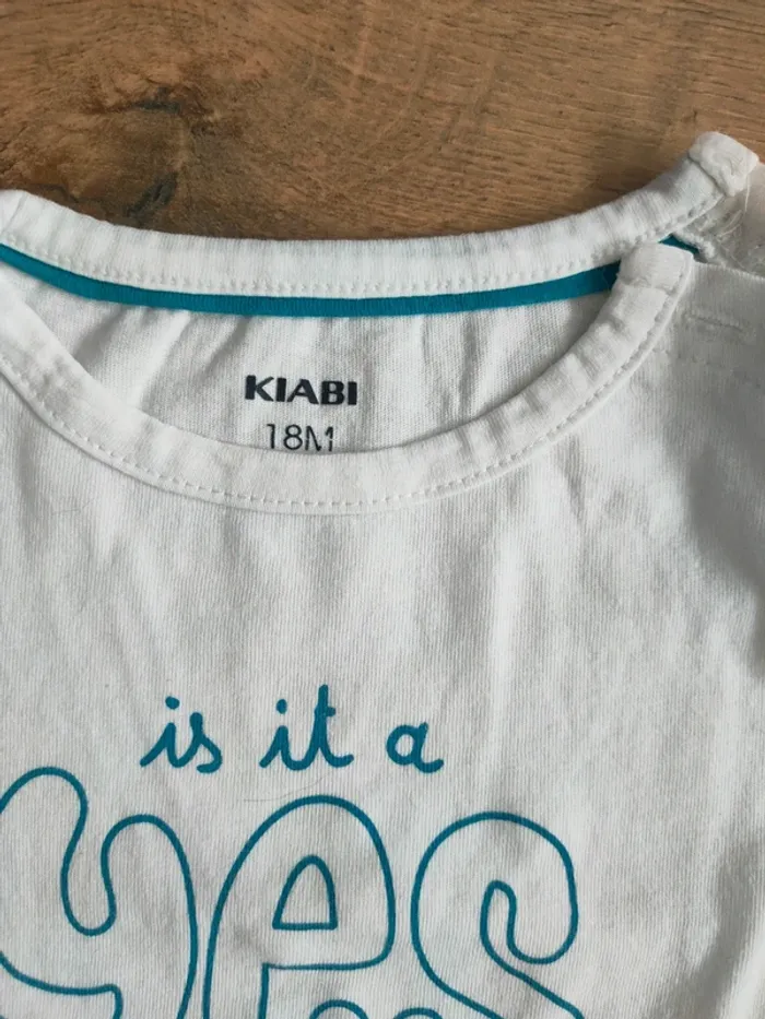 Tee shirt blanc garçon 18 mois manches courtes Kiabi - photo numéro 2