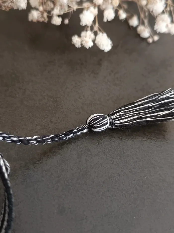 Bracelet tissu dream noir et blanc - photo numéro 3