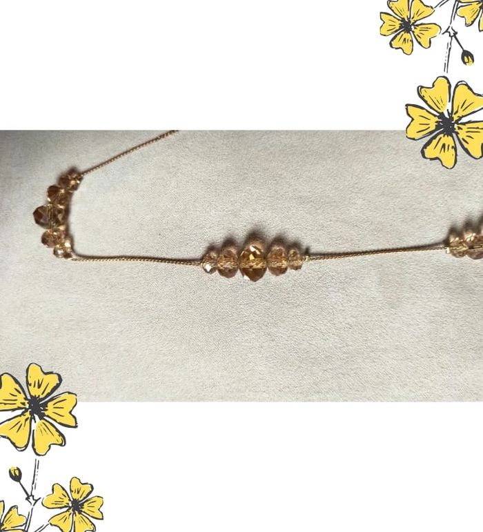 Collier vintage doré en perles facettées champagne – Élégance rétro - photo numéro 12