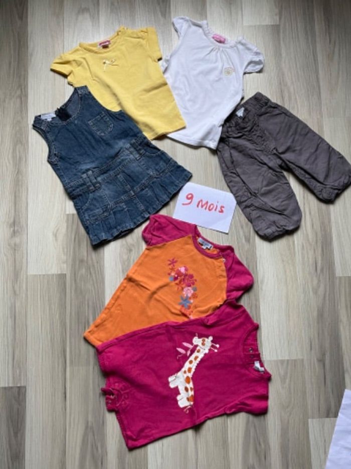 Lot de 6 vêtements été bébé fille 9 mois en très bon état