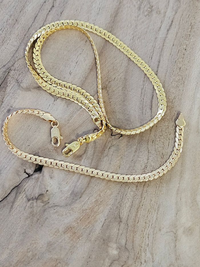 Ensemble en or plaqué 18k maille serpent 5mm - photo numéro 1