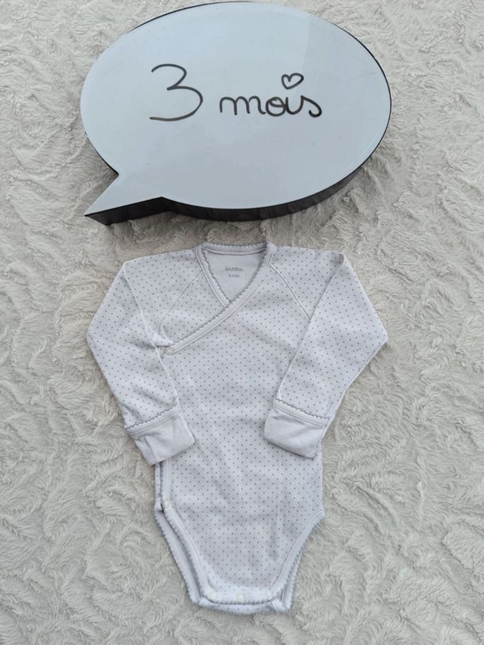Body croisé manches longues avec moufles intégrés Mixte 3 mois Bout'chou