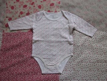 Body manches longues écru à pois 6 mois