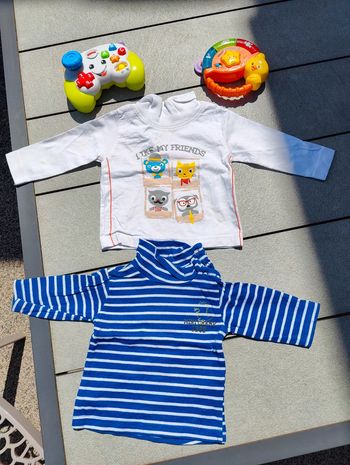 Lot 2 tee shirts manches longues garçon 3 mois
