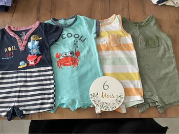 Lot de 4 Combishort 6 mois