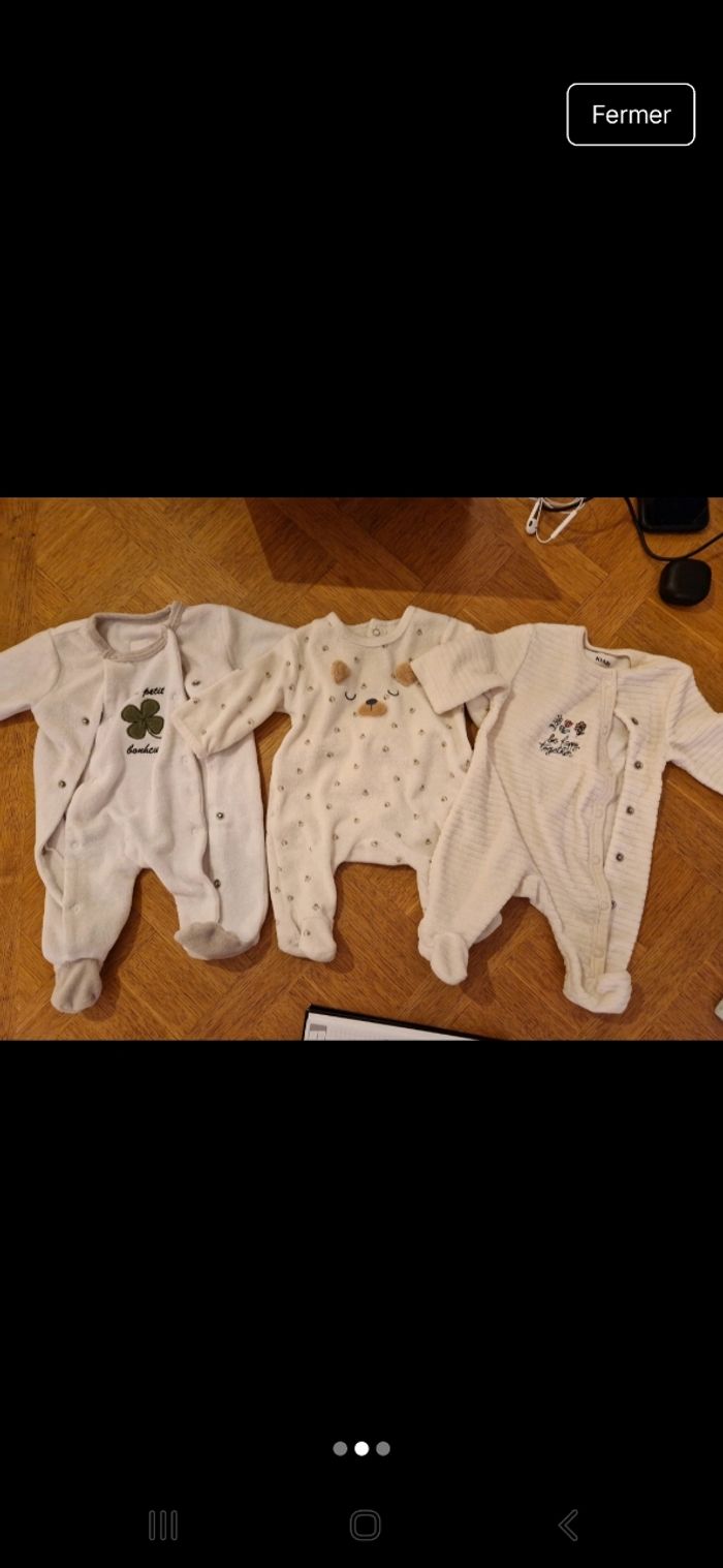 Lot de 10 pyjamas velours 1 mois - photo numéro 3