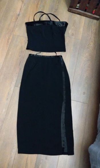 Ensemble jupe longue et bustier noir t 34 36 vintage