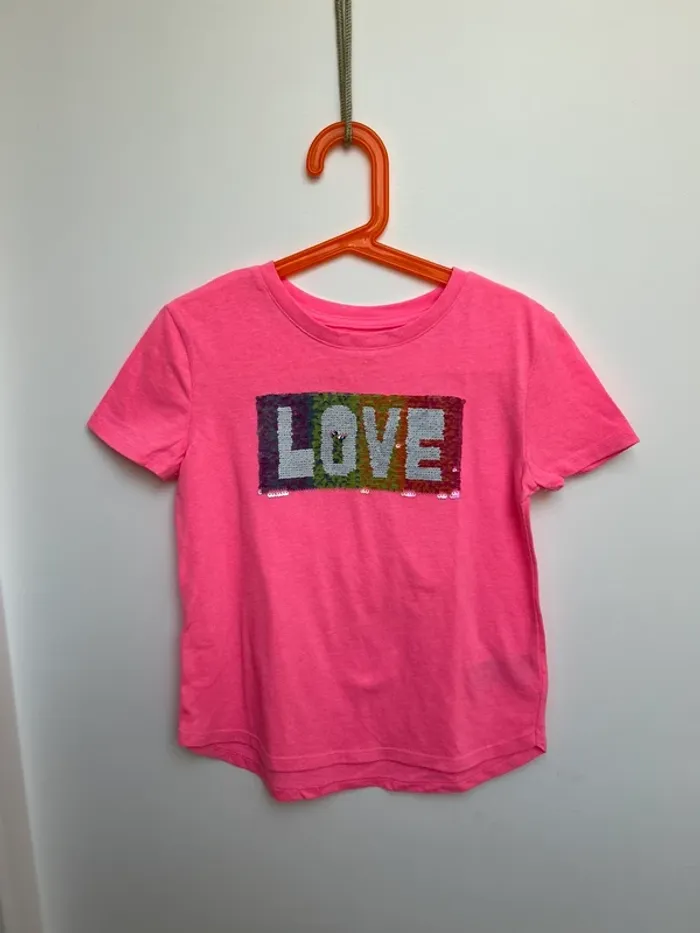 T shirt fille 7 ans gap avec sequins magique - photo numéro 2