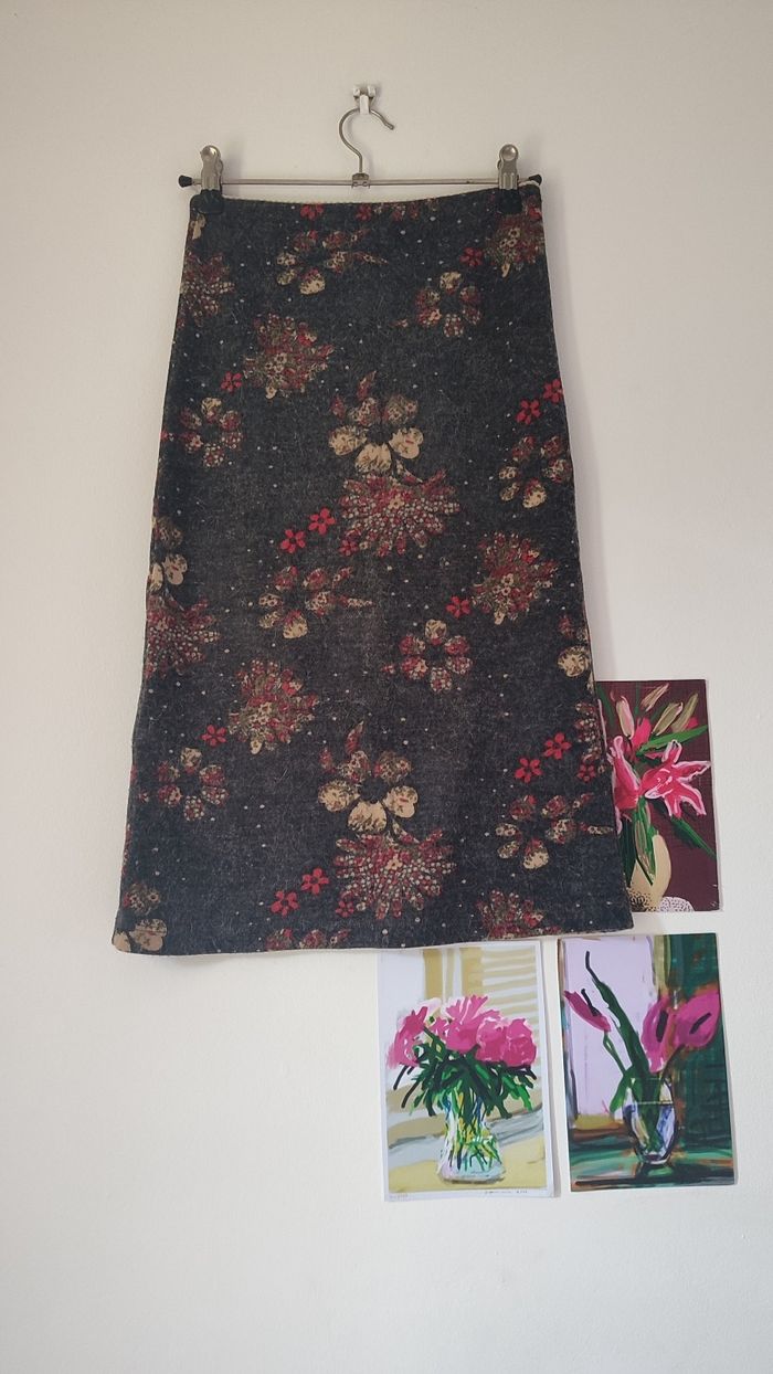 Jupe vintage fleur laine T34 - photo numéro 4