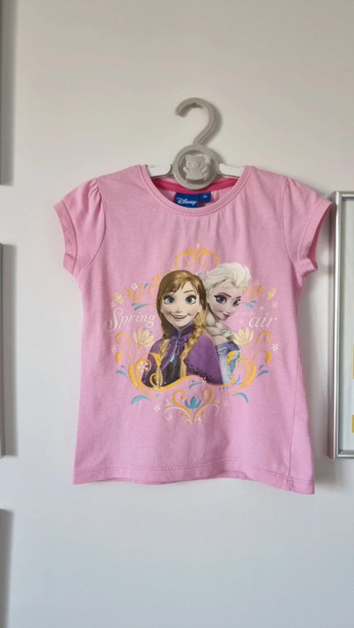 T-shirt disney rose la reine des neiges pailleté taille ans