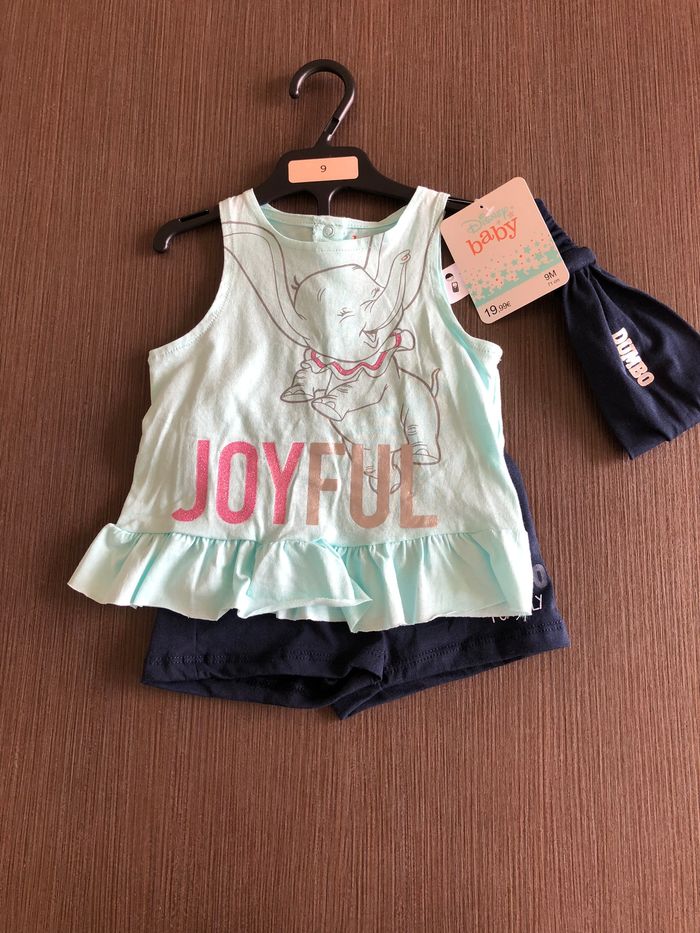 ensemble fille tee shirt short dumbo disney 71 cm 9 mois - photo numéro 1