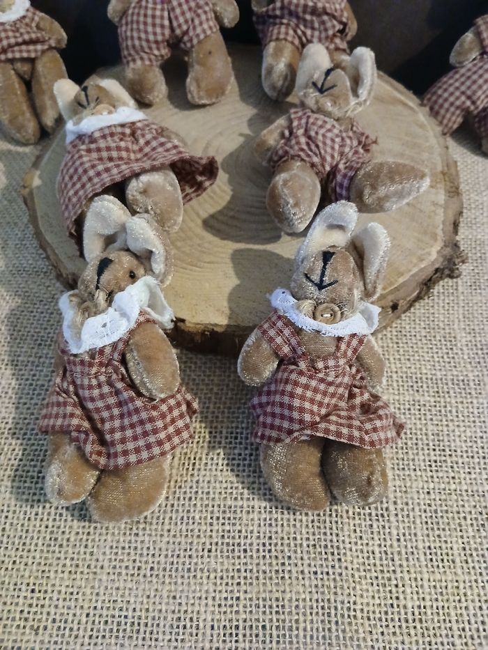 Lot de 8 lapins lapines petites peluches encienne - photo numéro 2