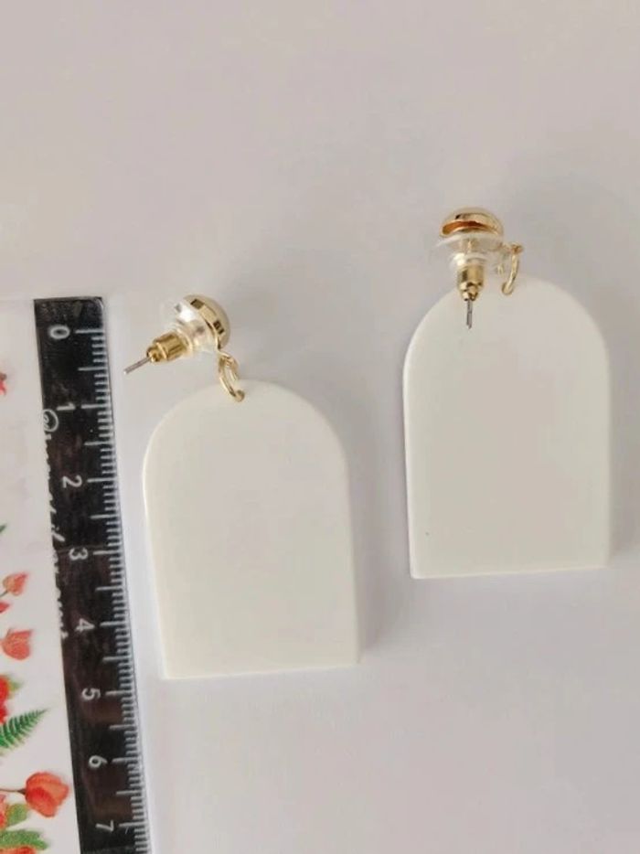 Paire de boucles d'oreilles pendantes, style bohème, forme géométrique, motif fleurs 🌼 - photo numéro 4