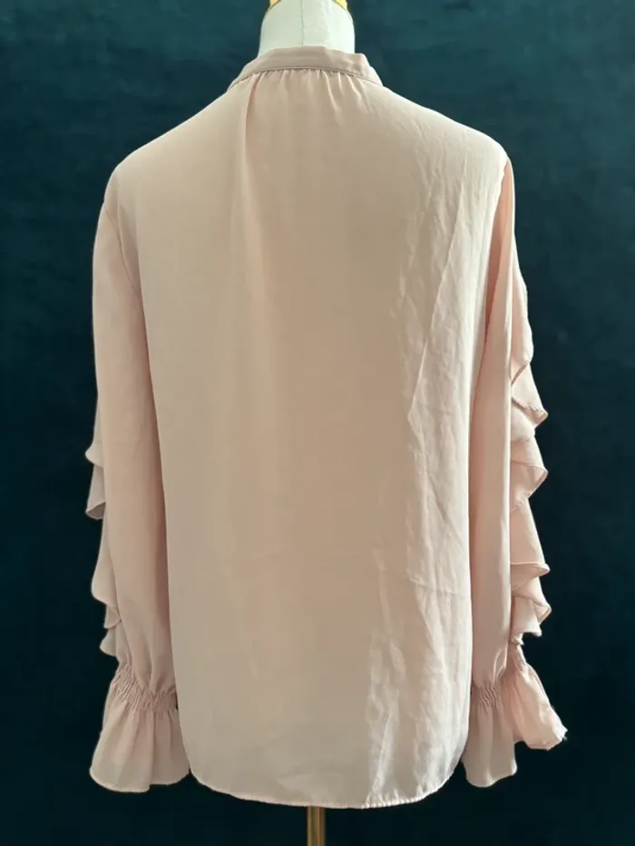 Blouse rose pâle à volants Zara – Taille S – style coquette romantique vintage chic - photo numéro 4