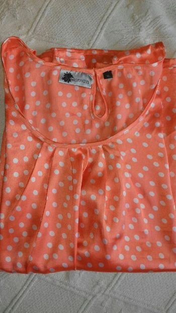 Top débardeur fluide orange à pois blancs Kiabi taille 46